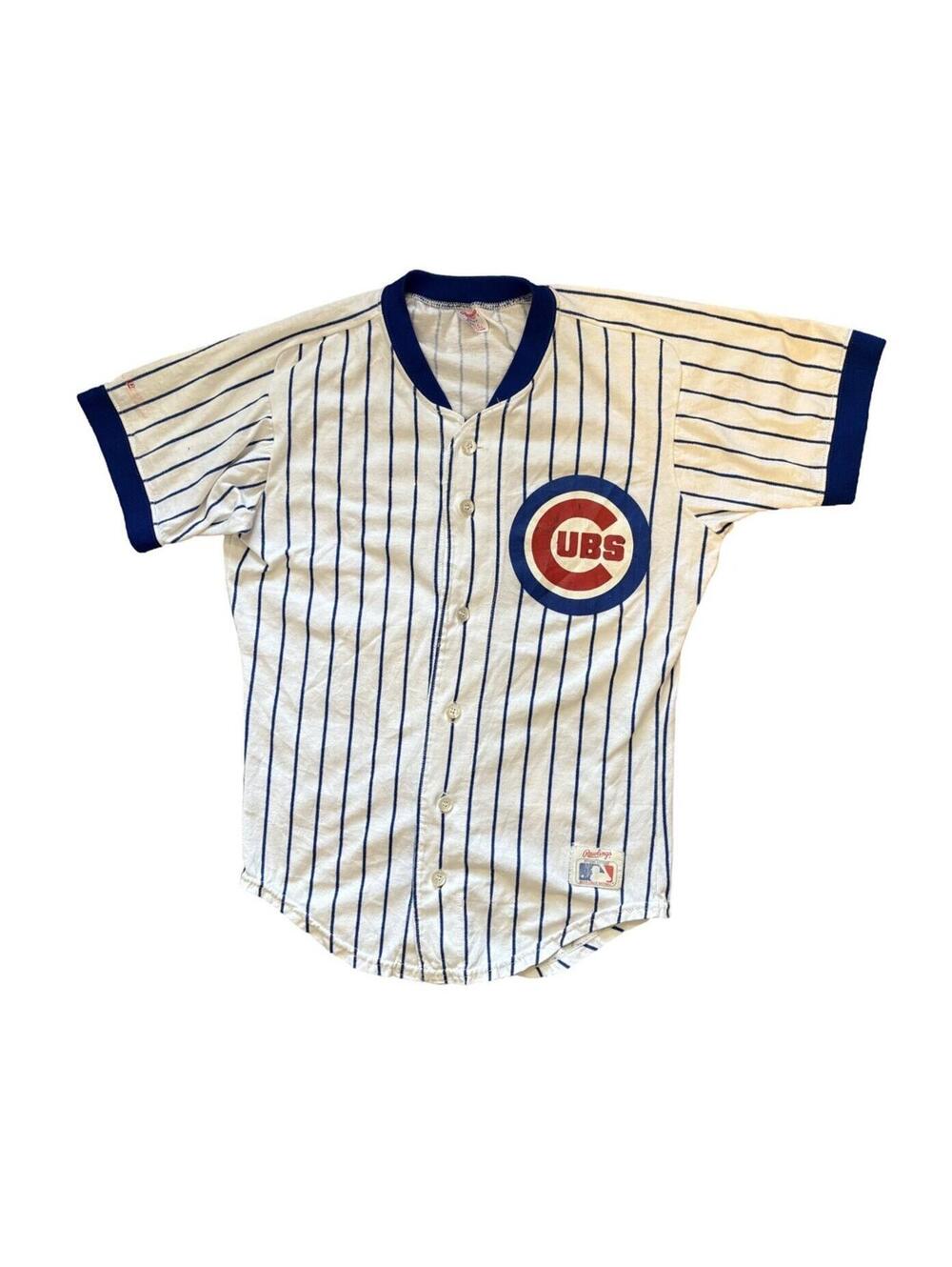 Vintage Chicago Cubs Rawlings Jersey Adult Size Small Pinstripe 80's Made in USA